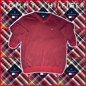 TOMMY HILFIGER Men’s Large Maroon Black Striped